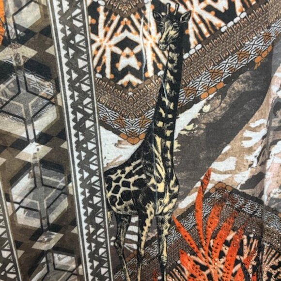 Chico's Blouse Women's Size Large Tshirt Giraffe Embellished Gems Chicos 2 - Picture 2 of 4
